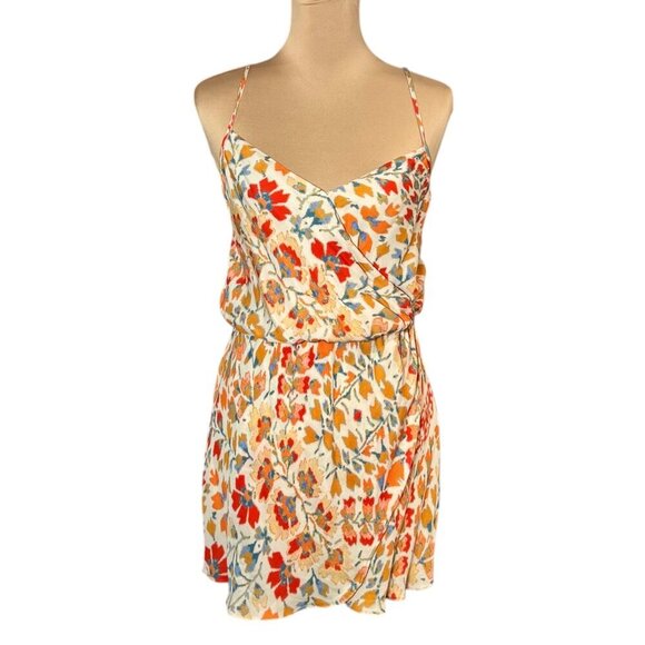 Haute Hippie Floral 100% Silk Mini Dress Sz.S Cream Boho Festival Fairy Summer - Picture 3 of 14